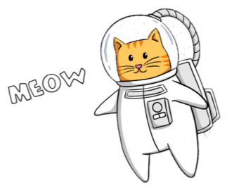 Space cat saying meow